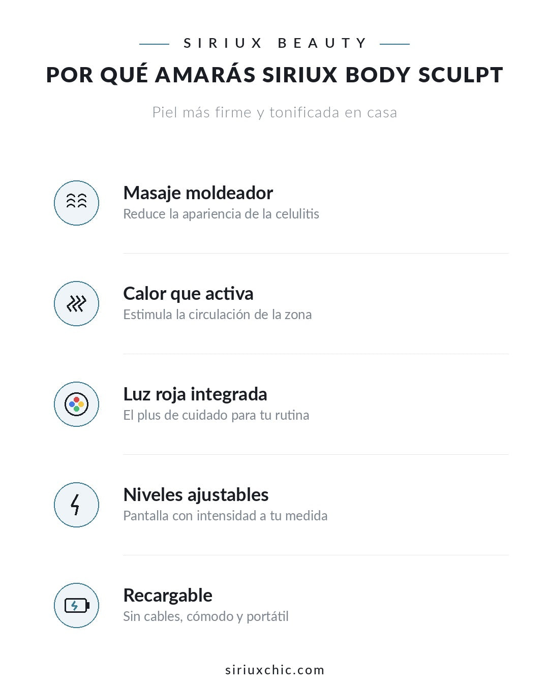 Siriux Body Sculpt — Masajeador Corporal Anticelulítico con Calor y Luz Roja