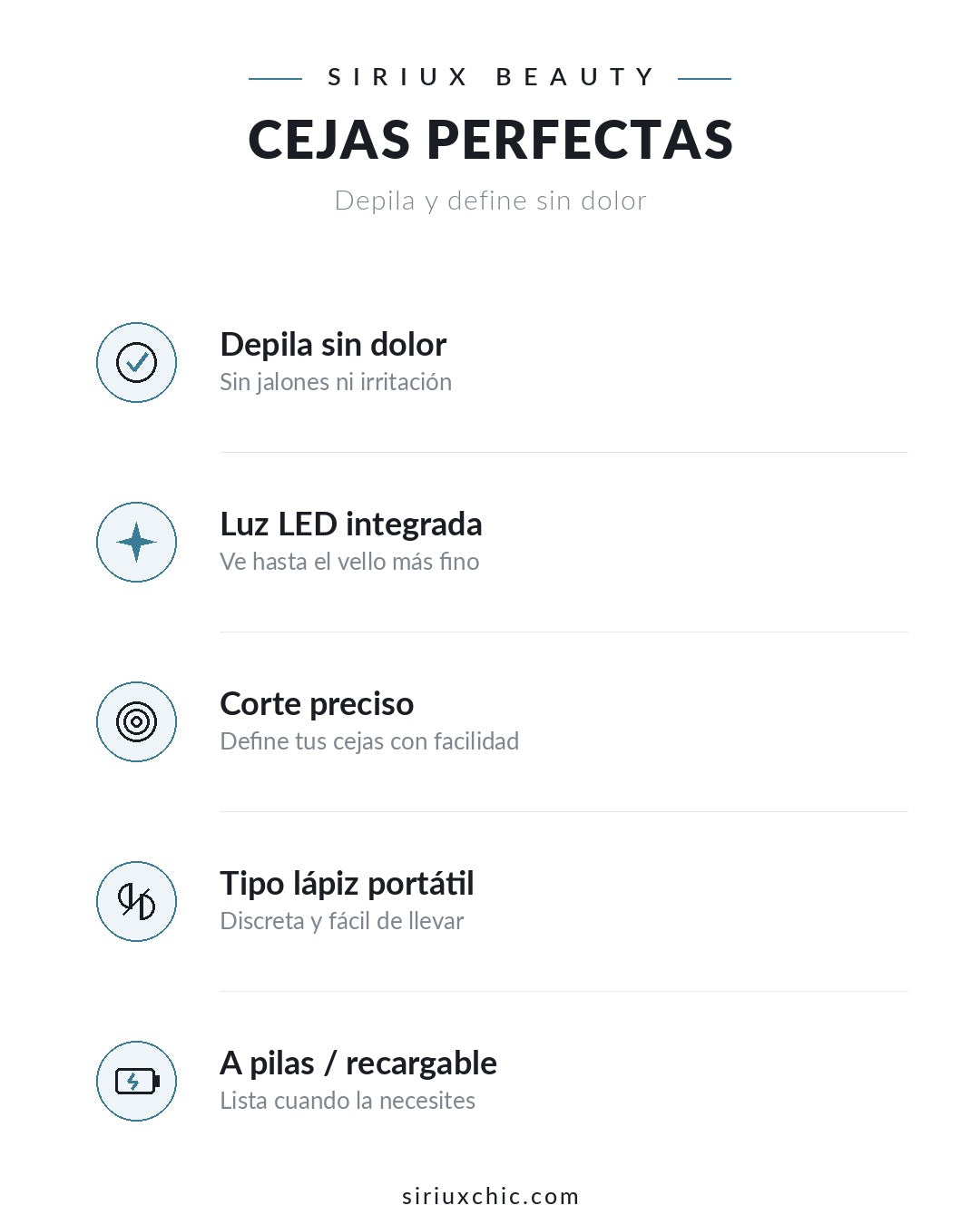 Siriux Brow — Depiladora de Cejas Eléctrica con Luz LED