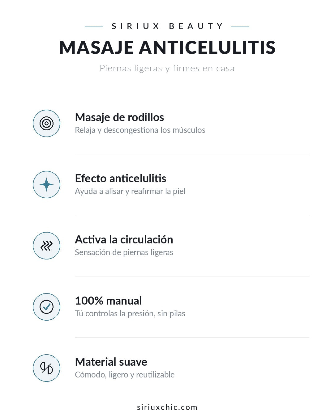 Siriux Leg Roller — Masajeador Manual Anticelulitis