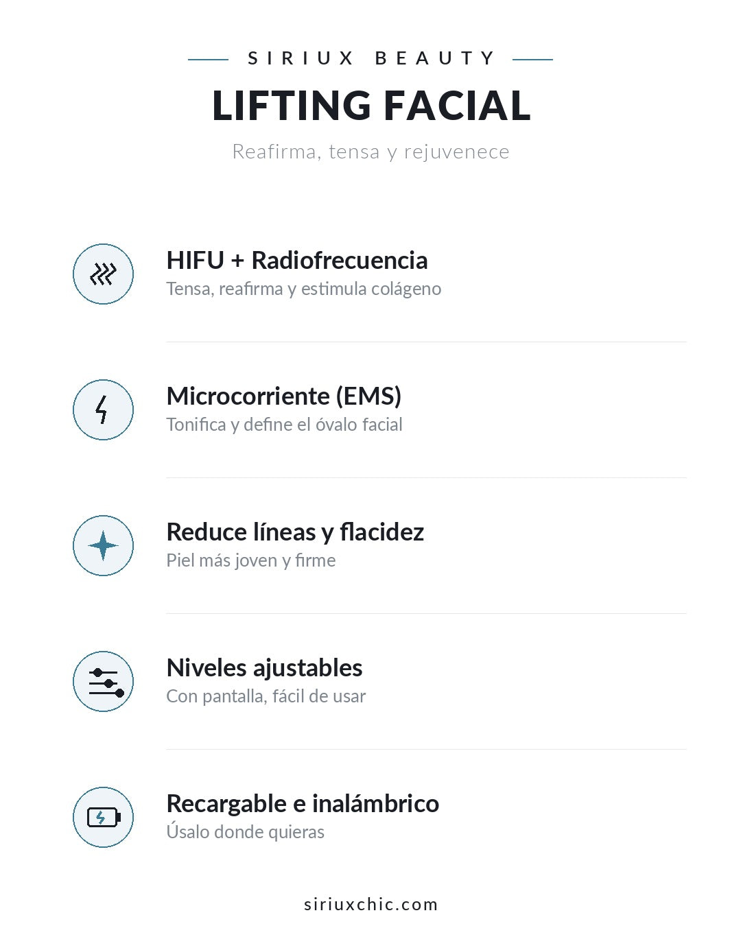 Siriux Lift Pro — Dispositivo Facial HIFU · RF · EMS