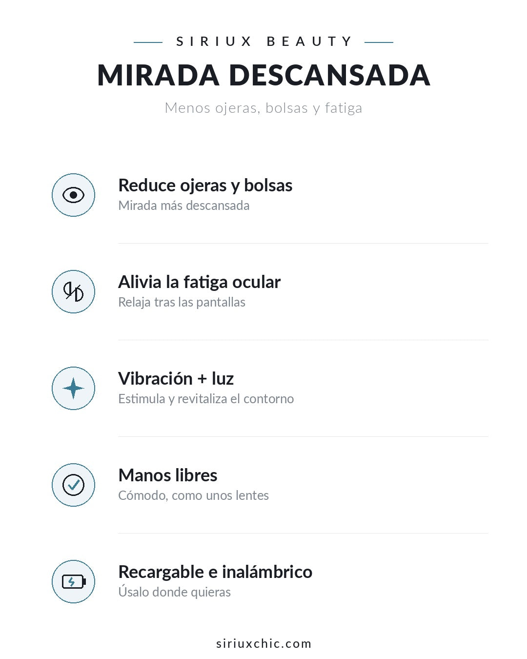 Siriux Mirada — Masajeador de Ojos con Luz y Vibración