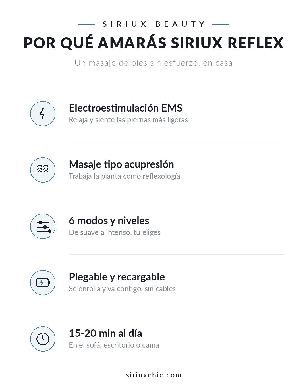 Siriux Reflex — Masajeador de Pies EMS de Acupuntura Plegable