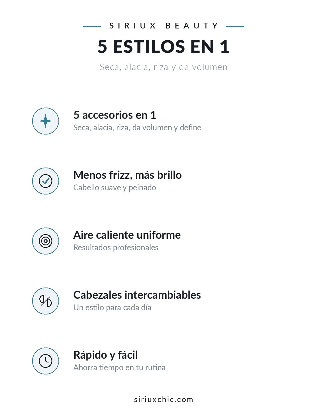 Siriux Air Styler — Cepillo Secador para Cabello 5 en 1