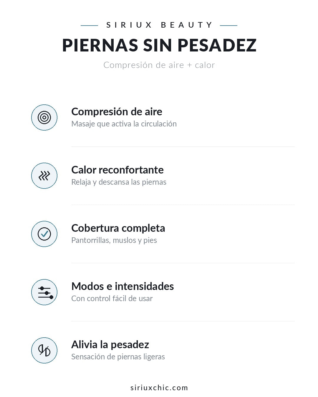 Siriux Air Legs — Masajeador de Piernas por Compresión con Calor