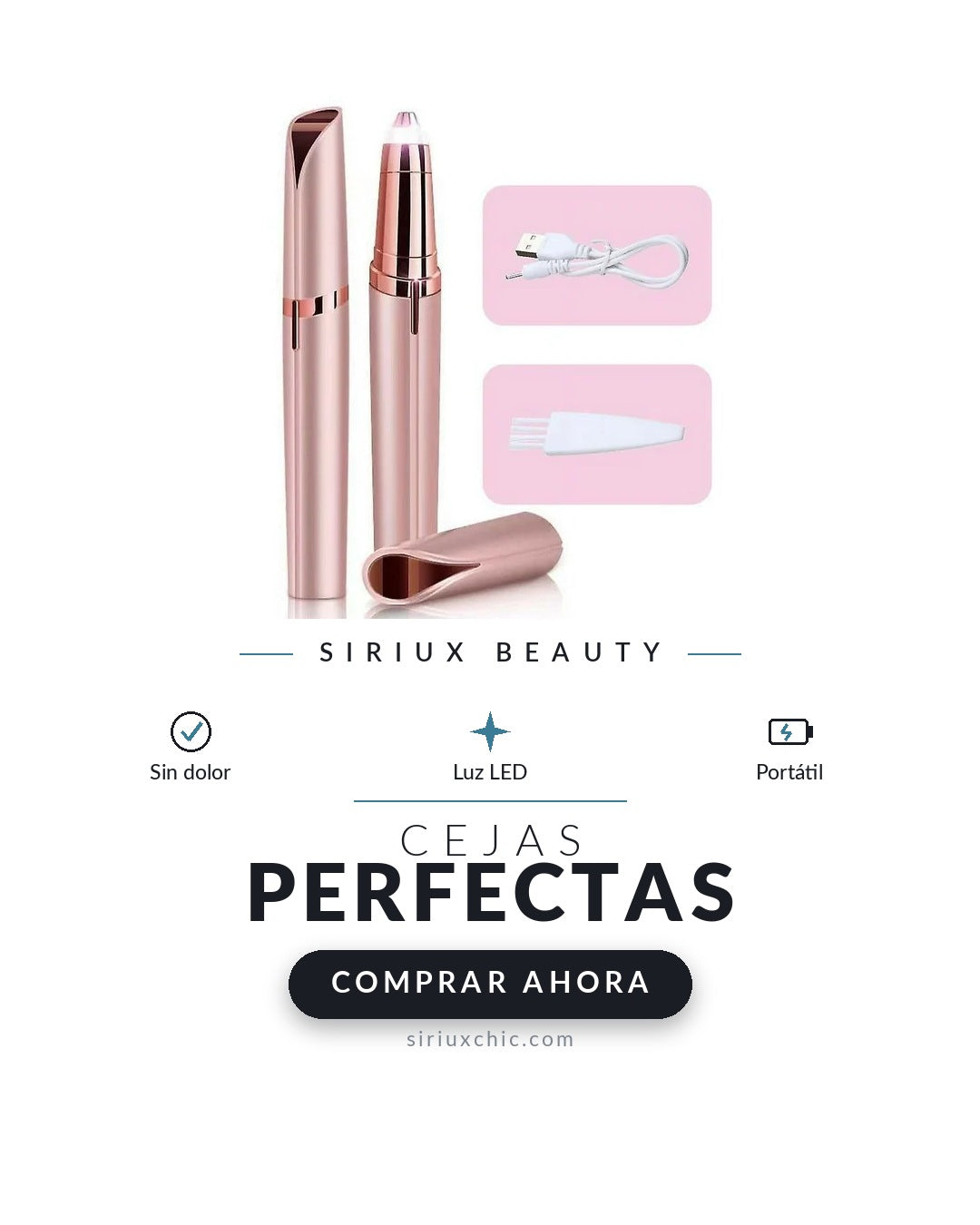 Siriux Brow — Depiladora de Cejas Eléctrica con Luz LED
