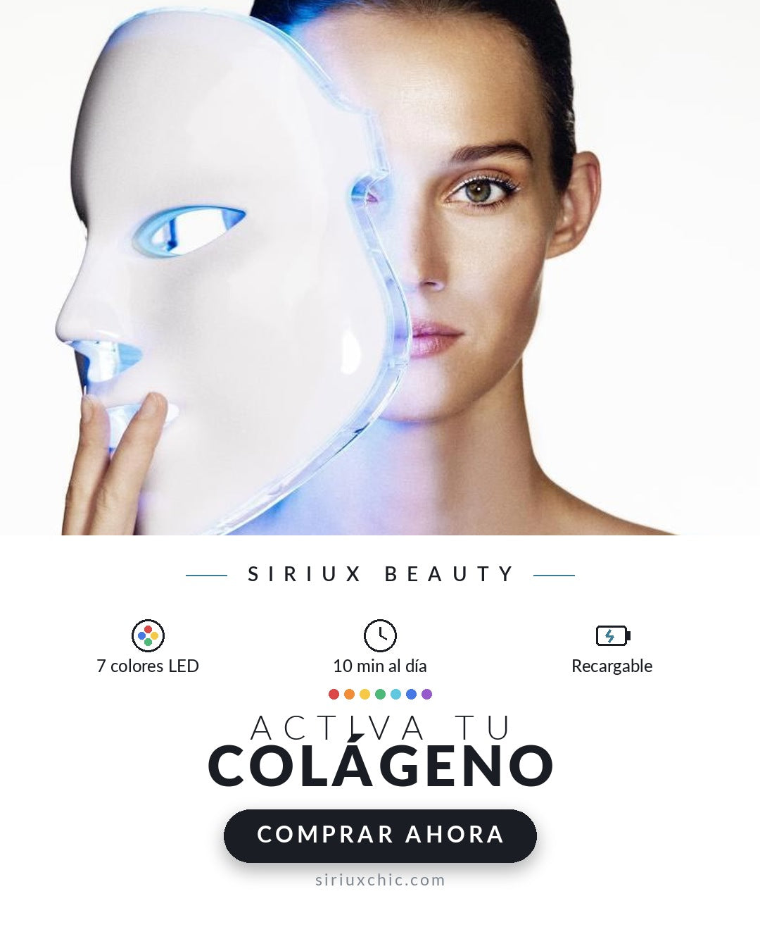 Siriux Collagen Glow — Máscara LED Facial de Colágeno (7 Colores)