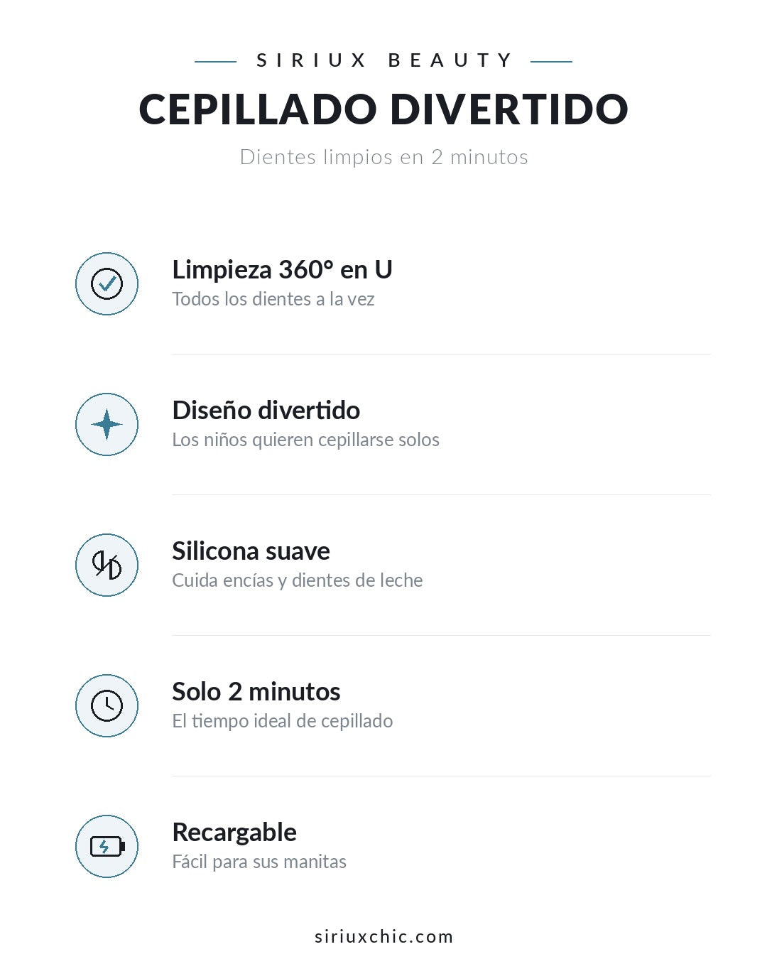 Siriux Smile Kids — Cepillo Dental Automático en U para Niños