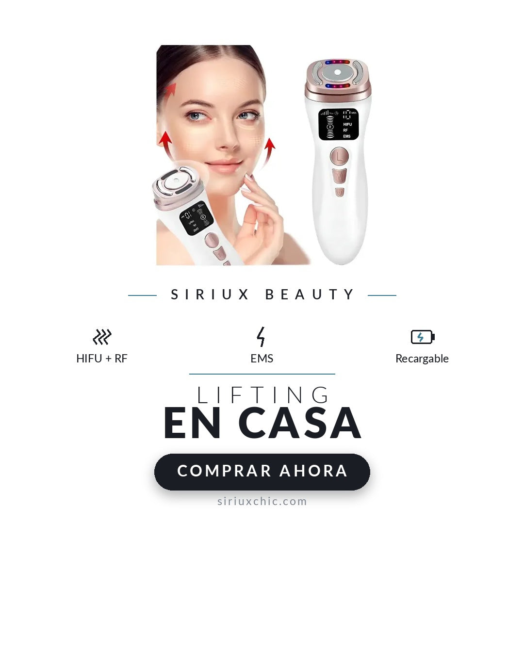 Siriux Lift Pro — Dispositivo Facial HIFU · RF · EMS