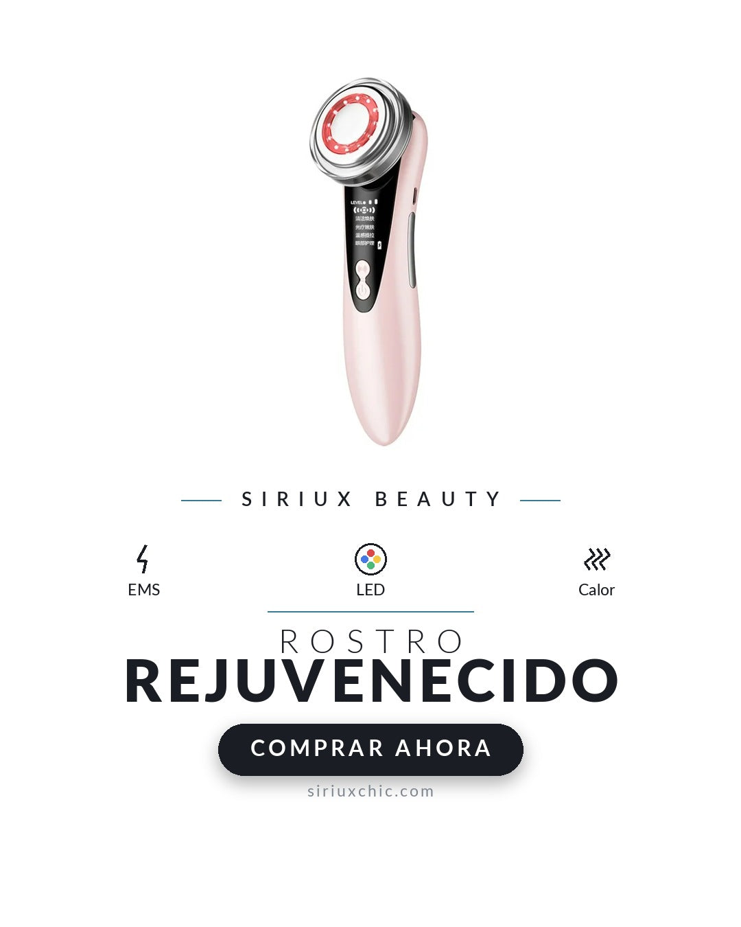 Siriux Lumina — Dispositivo de Rejuvenecimiento Facial 7 en 1 (EMS · LED)