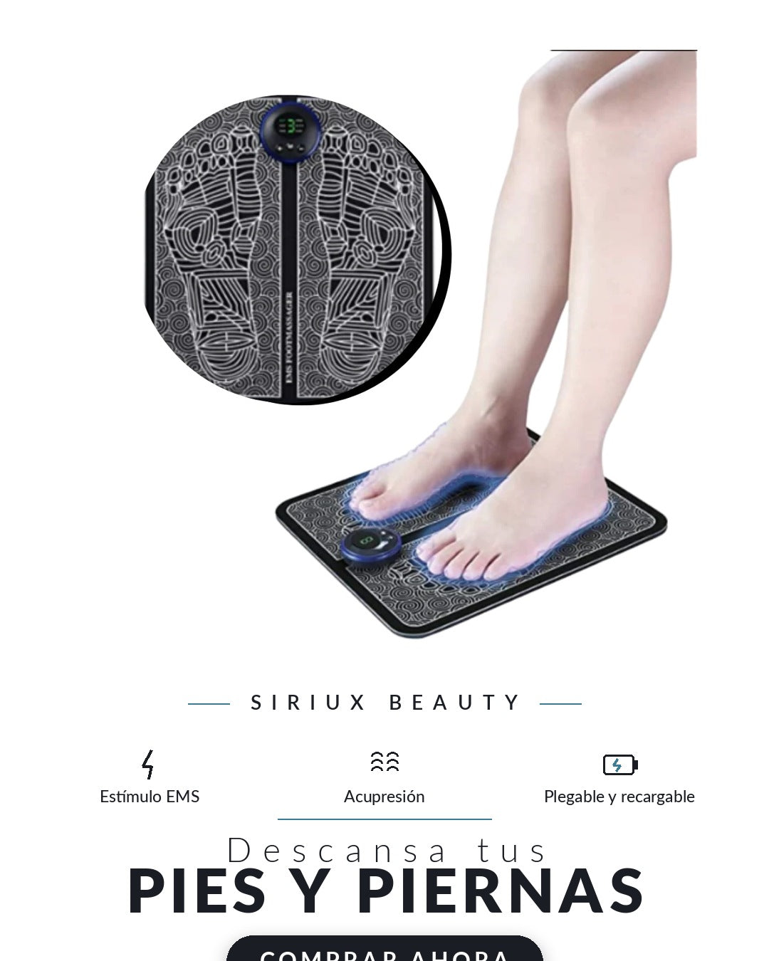 Siriux Reflex — Masajeador de Pies EMS de Acupuntura Plegable